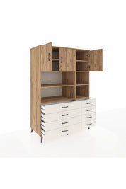 Kronos Dolap 8 Raflı 8 Çekmeceli 3 Kapaklı 132x59x195 Çam-Çam/Aytaşı