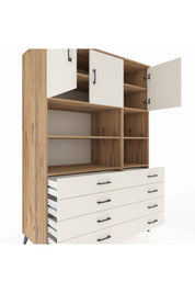 Kronos Dolap 8 Raflı 8 Çekmeceli 3 Kapaklı 132x59x195 Çam-Aytaşı/Aytaşı