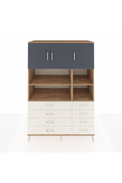 Kronos Dolap 8 Raflı 8 Çekmeceli 3 Kapaklı 132x59x195 Çam-Antrasit/Aytaşı