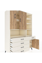 Kronos Dolap 8 Raflı 5 Çekmeceli 3 Kapaklı 132x59x195 Aytaşı-Çam/Aytaşı