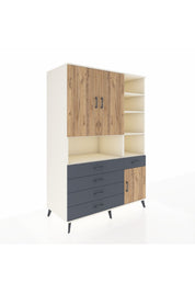 Kronos Dolap 8 Raflı 5 Çekmeceli 3 Kapaklı 132x59x195 Aytaşı-Çam/Antrasit