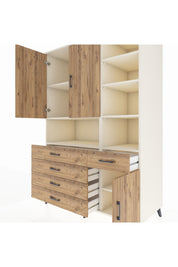 Kronos Dolap 8 Raflı 5 Çekmeceli 3 Kapaklı 132x59x195 Aytaşı-Çam/Çam