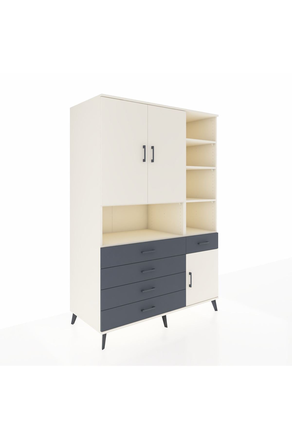 Kronos Dolap 8 Raflı 5 Çekmeceli 3 Kapaklı 132x59x195 Aytaşı-Aytaşı/Antrasit