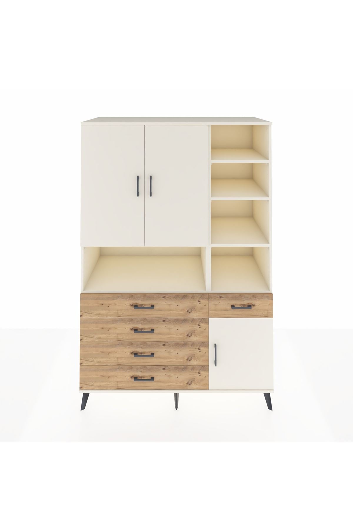 Kronos Dolap 8 Raflı 5 Çekmeceli 3 Kapaklı 132x59x195 Aytaşı-Aytaşı/Çam