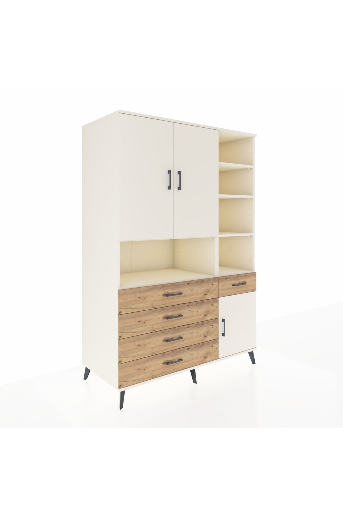 Kronos Dolap 8 Raflı 5 Çekmeceli 3 Kapaklı 132x59x195 Aytaşı-Aytaşı/Çam