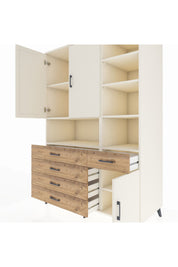 Kronos Dolap 8 Raflı 5 Çekmeceli 3 Kapaklı 132x59x195 Aytaşı-Aytaşı/Çam