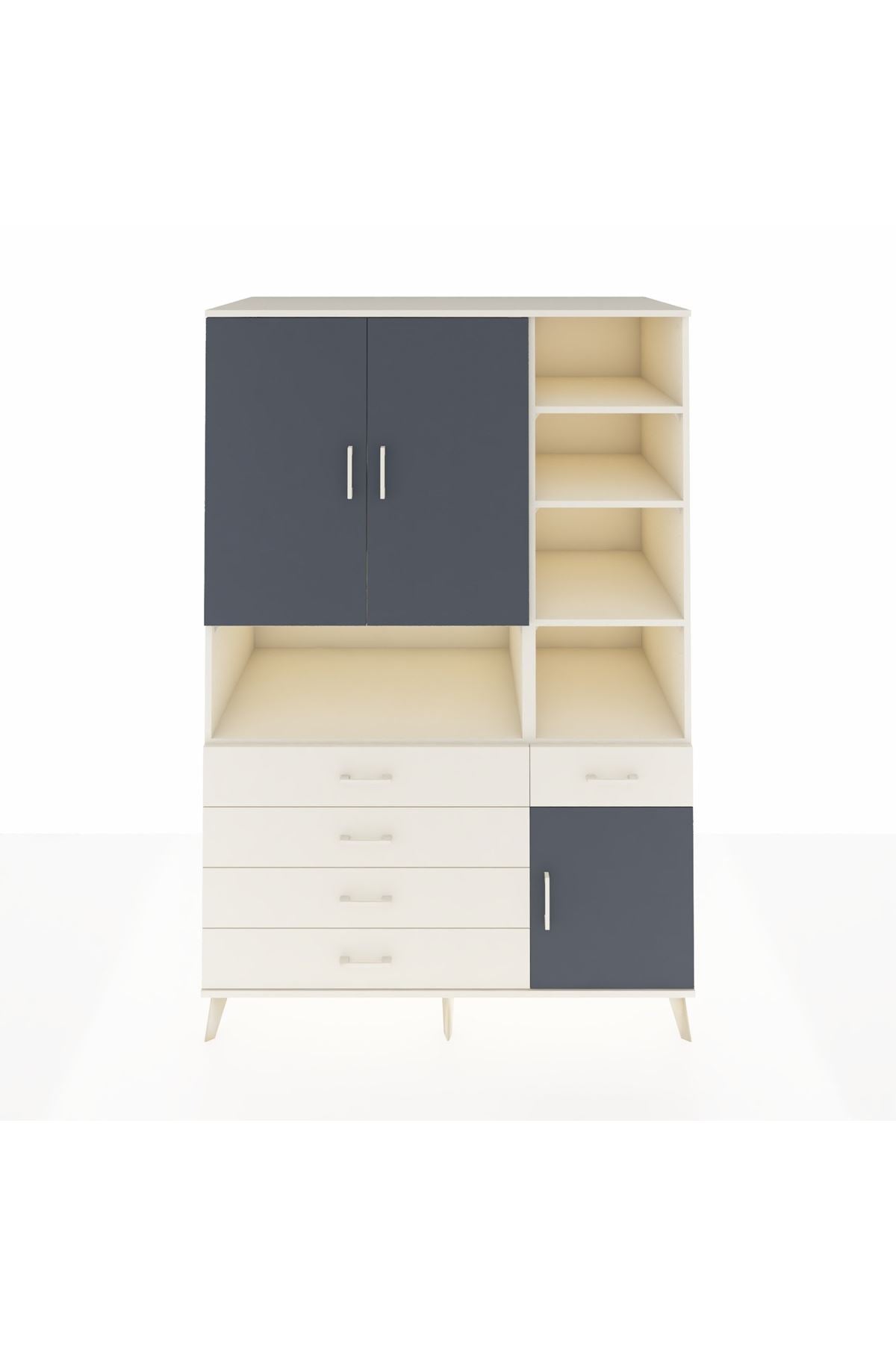 Kronos Dolap 8 Raflı 5 Çekmeceli 3 Kapaklı 132x59x195 Aytaşı-Antrasit/Aytaşı