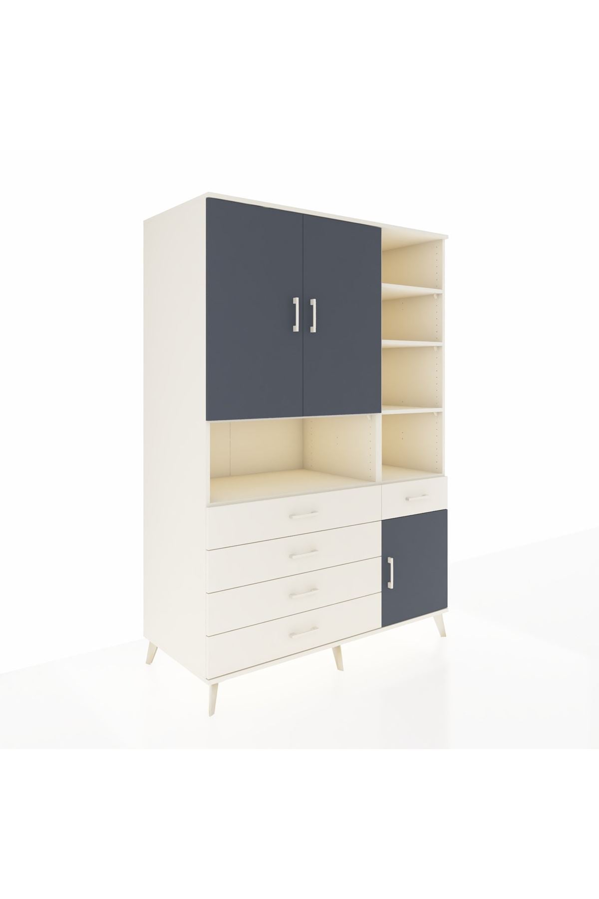 Kronos Dolap 8 Raflı 5 Çekmeceli 3 Kapaklı 132x59x195 Aytaşı-Antrasit/Aytaşı