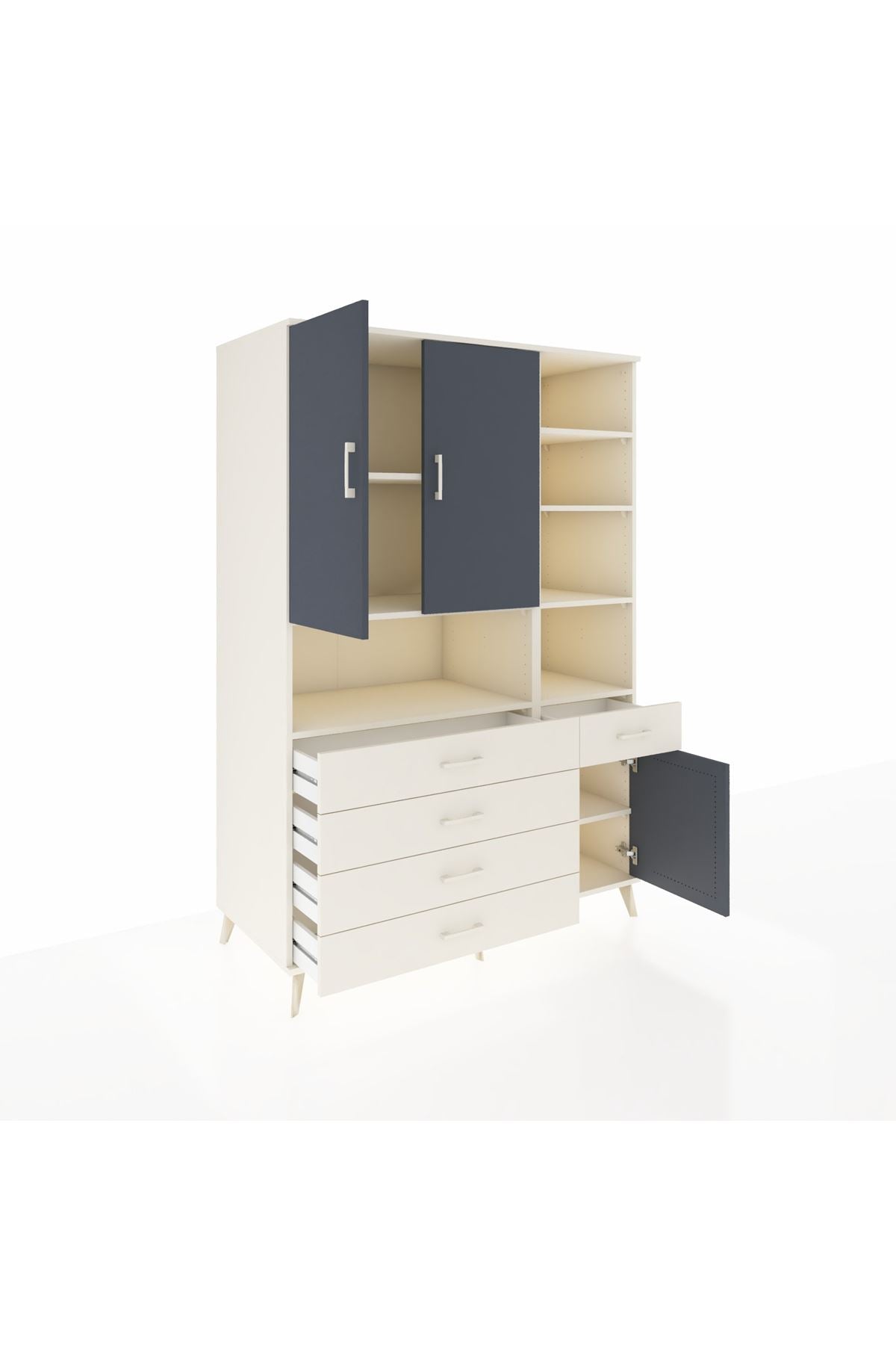 Kronos Dolap 8 Raflı 5 Çekmeceli 3 Kapaklı 132x59x195 Aytaşı-Antrasit/Aytaşı