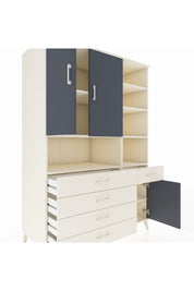 Kronos Dolap 8 Raflı 5 Çekmeceli 3 Kapaklı 132x59x195 Aytaşı-Antrasit/Aytaşı