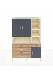 Kronos Dolap 8 Raflı 5 Çekmeceli 3 Kapaklı 132x59x195 Aytaşı-Antrasit/Çam