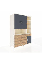 Kronos Dolap 8 Raflı 5 Çekmeceli 3 Kapaklı 132x59x195 Aytaşı-Antrasit/Çam