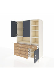 Kronos Dolap 8 Raflı 5 Çekmeceli 3 Kapaklı 132x59x195 Aytaşı-Antrasit/Çam