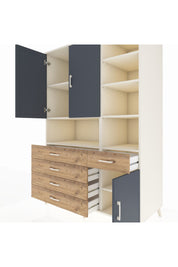 Kronos Dolap 8 Raflı 5 Çekmeceli 3 Kapaklı 132x59x195 Aytaşı-Antrasit/Çam