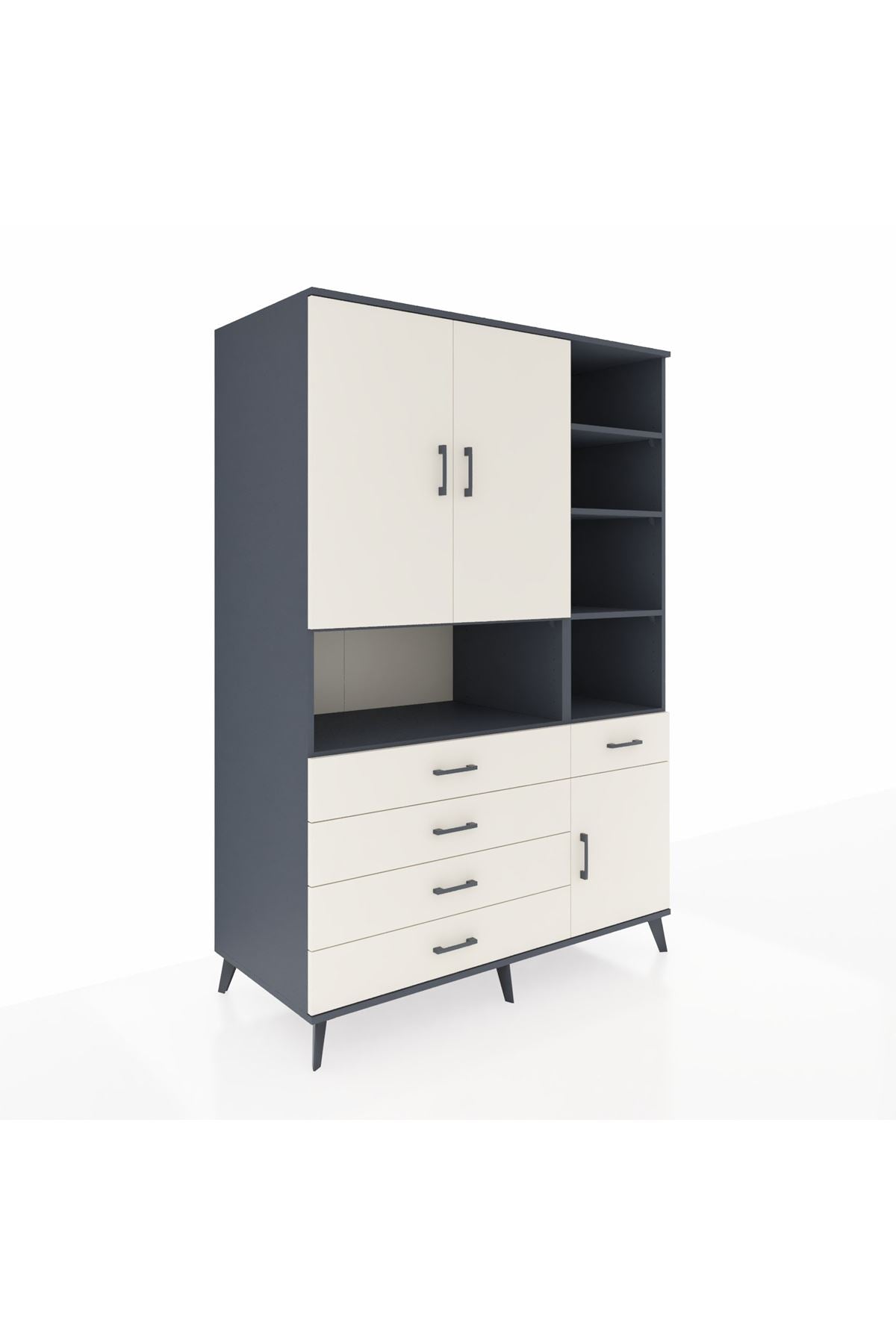 Kronos Dolap 8 Raflı 5 Çekmeceli 3 Kapaklı 132x59x195 Antrasit-Aytaşı/Aytaşı