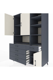 Kronos Dolap 8 Raflı 5 Çekmeceli 3 Kapaklı 132x59x195 Antrasit-Aytaşı/Antrasit