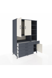 Kronos Dolap 8 Raflı 5 Çekmeceli 3 Kapaklı 132x59x195 Antrasit-Aytaşı/Antrasit