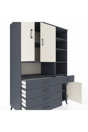 Kronos Dolap 8 Raflı 5 Çekmeceli 3 Kapaklı 132x59x195 Antrasit-Aytaşı/Antrasit