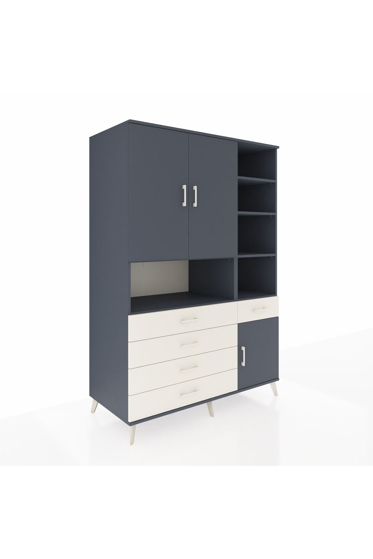 Kronos Dolap 8 Raflı 5 Çekmeceli 3 Kapaklı 132x59x195 Antrasit-Antrasit/Aytaşı