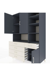 Kronos Dolap 8 Raflı 5 Çekmeceli 3 Kapaklı 132x59x195 Antrasit-Antrasit/Aytaşı