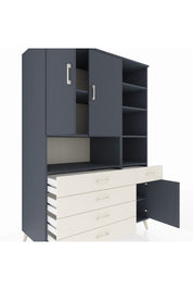 Kronos Dolap 8 Raflı 5 Çekmeceli 3 Kapaklı 132x59x195 Antrasit-Antrasit/Aytaşı