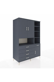 Kronos Dolap 8 Raflı 5 Çekmeceli 3 Kapaklı 132x59x195 Antrasit-Antrasit/Antrasit