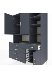 Kronos Dolap 8 Raflı 5 Çekmeceli 3 Kapaklı 132x59x195 Antrasit-Antrasit/Antrasit