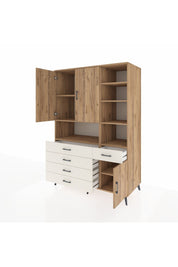 Kronos Dolap 8 Raflı 5 Çekmeceli 3 Kapaklı 132x59x195 Çam-Çam/Aytaşı