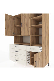 Kronos Dolap 8 Raflı 5 Çekmeceli 3 Kapaklı 132x59x195 Çam-Çam/Aytaşı