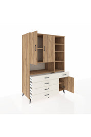 Kronos Dolap 8 Raflı 5 Çekmeceli 3 Kapaklı 132x59x195 Çam-Çam/Aytaşı
