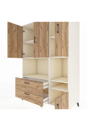 Kronos Dolap 7 Raflı 2 Çekmeceli 4 Kapaklı 132x59x195 Aytaşı-Çam/Çam