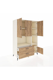 Kronos Dolap 7 Raflı 2 Çekmeceli 4 Kapaklı 132x59x195 Aytaşı-Çam/Çam