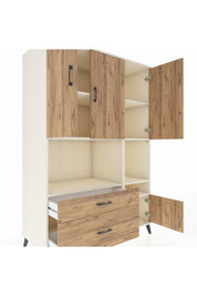 Kronos Dolap 7 Raflı 2 Çekmeceli 4 Kapaklı 132x59x195 Aytaşı-Çam/Çam