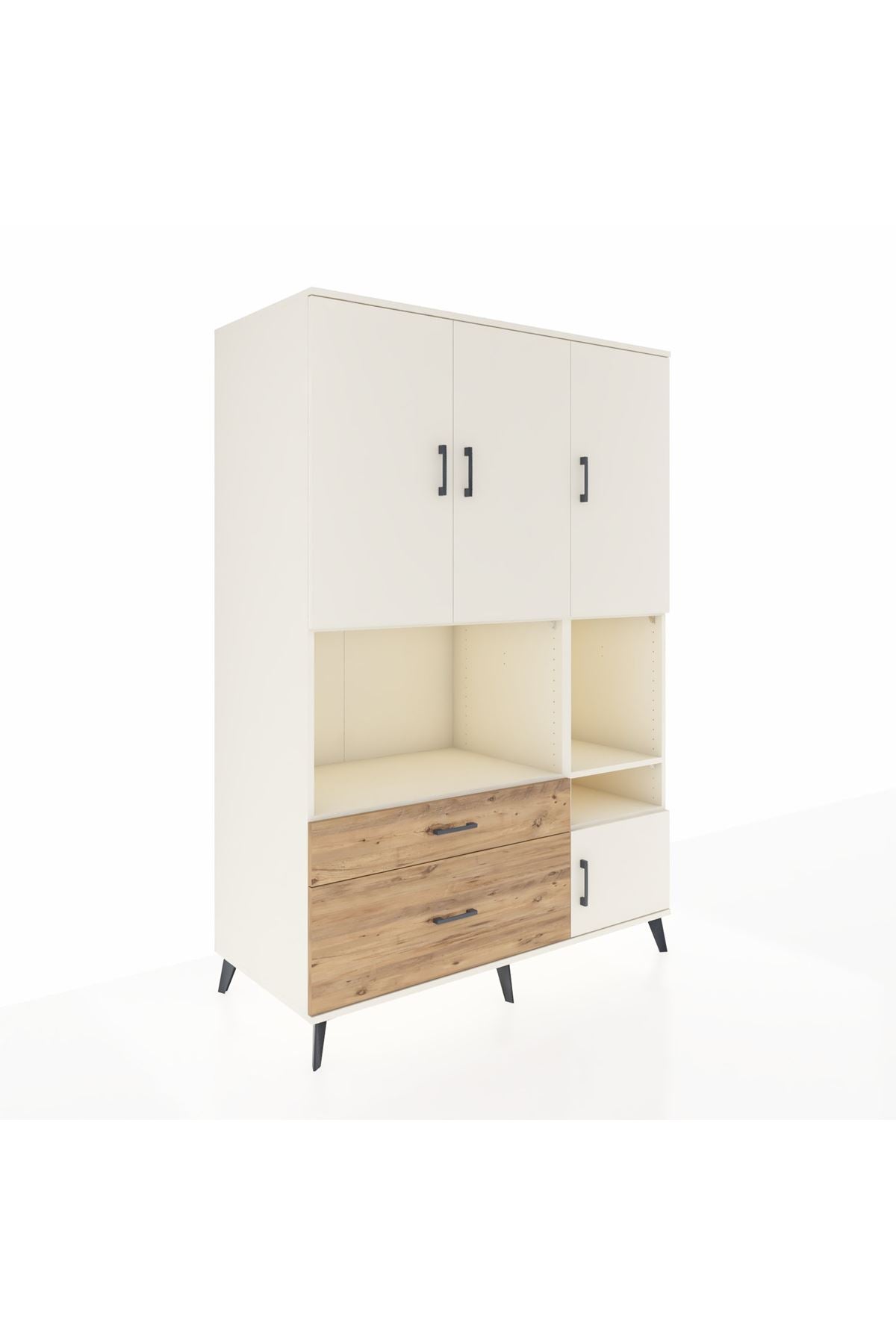 Kronos Dolap 7 Raflı 2 Çekmeceli 4 Kapaklı 132x59x195 Aytaşı-Aytaşı/Çam