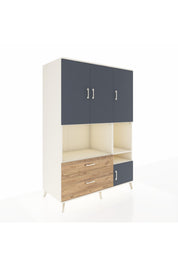 Kronos Dolap 7 Raflı 2 Çekmeceli 4 Kapaklı 132x59x195 Aytaşı-Antrasit/Çam