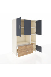 Kronos Dolap 7 Raflı 2 Çekmeceli 4 Kapaklı 132x59x195 Aytaşı-Antrasit/Çam