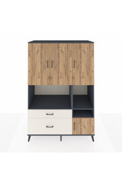 Kronos Dolap 7 Raflı 2 Çekmeceli 4 Kapaklı 132x59x195 Antrasit-Çam/Aytaşı