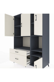 Kronos Dolap 7 Raflı 2 Çekmeceli 4 Kapaklı 132x59x195 Antrasit-Aytaşı/Aytaşı