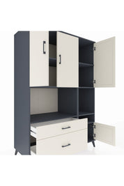 Kronos Dolap 7 Raflı 2 Çekmeceli 4 Kapaklı 132x59x195 Antrasit-Aytaşı/Aytaşı