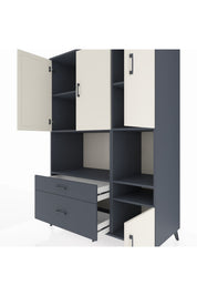 Kronos Dolap 7 Raflı 2 Çekmeceli 4 Kapaklı 132x59x195 Antrasit-Aytaşı/Antrasit