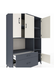 Kronos Dolap 7 Raflı 2 Çekmeceli 4 Kapaklı 132x59x195 Antrasit-Aytaşı/Antrasit