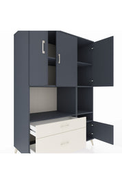 Kronos Dolap 7 Raflı 2 Çekmeceli 4 Kapaklı 132x59x195 Antrasit-Antrasit/Aytaşı