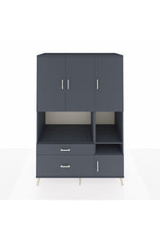 Kronos Dolap 7 Raflı 2 Çekmeceli 4 Kapaklı 132x59x195 Antrasit-Antrasit/Antrasit