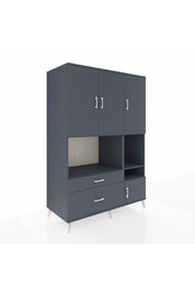 Kronos Dolap 7 Raflı 2 Çekmeceli 4 Kapaklı 132x59x195 Antrasit-Antrasit/Antrasit