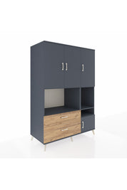 Kronos Dolap 7 Raflı 2 Çekmeceli 4 Kapaklı 132x59x195 Antrasit-Antrasit/Çam