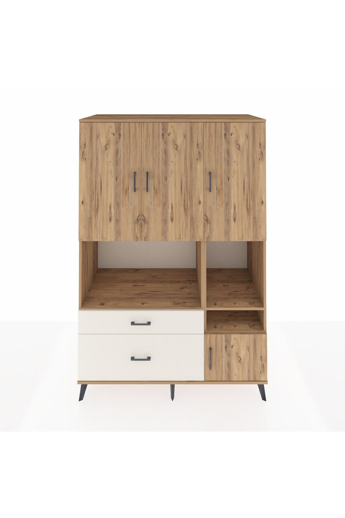 Kronos Dolap 7 Raflı 2 Çekmeceli 4 Kapaklı 132x59x195 Çam-Çam/Aytaşı