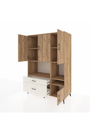 Kronos Dolap 7 Raflı 2 Çekmeceli 4 Kapaklı 132x59x195 Çam-Çam/Aytaşı