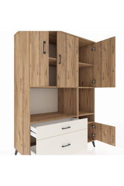 Kronos Dolap 7 Raflı 2 Çekmeceli 4 Kapaklı 132x59x195 Çam-Çam/Aytaşı