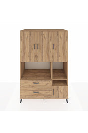 Kronos Dolap 7 Raflı 2 Çekmeceli 4 Kapaklı 132x59x195 Çam-Çam/Çam