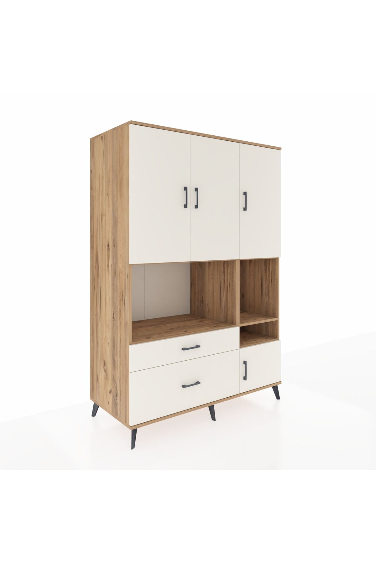 Kronos Dolap 7 Raflı 2 Çekmeceli 4 Kapaklı 132x59x195 Çam-Aytaşı/Aytaşı